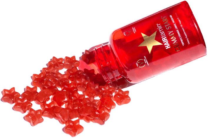 gummy stars spilling out of bottle