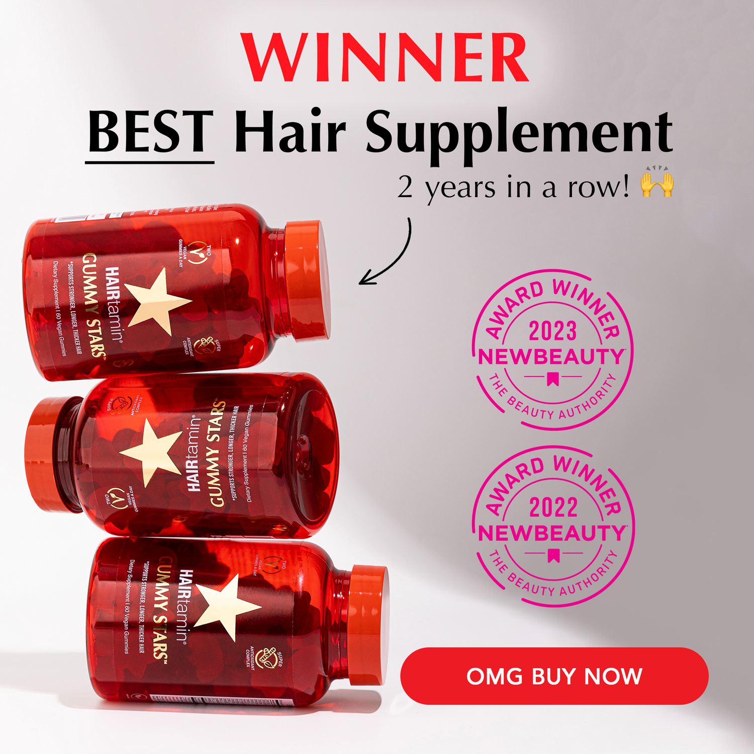 Best Hair Supplement 2 years in a row - Gummy Stars