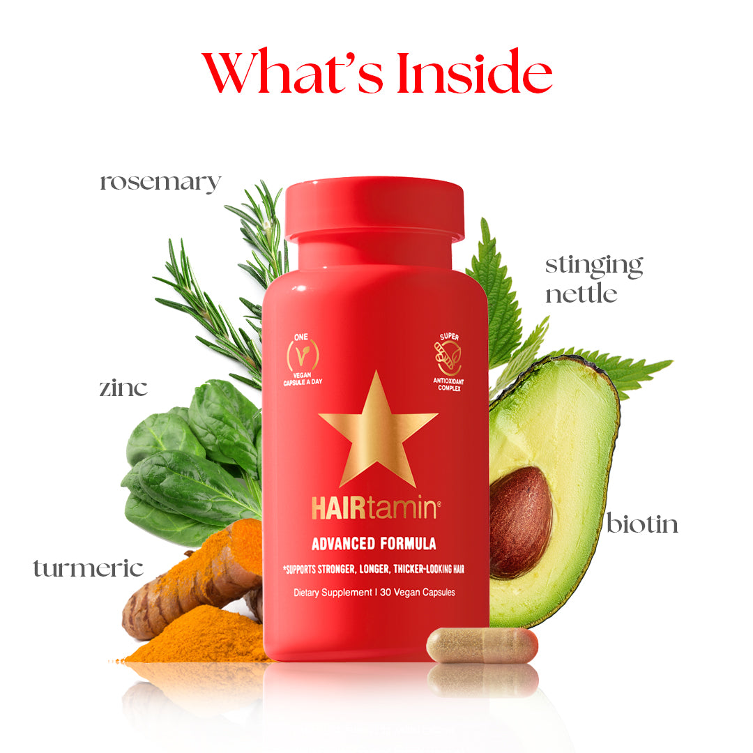 What's Inside: rosemary, zinc, turmeric, stinging nettle, biotin, and more