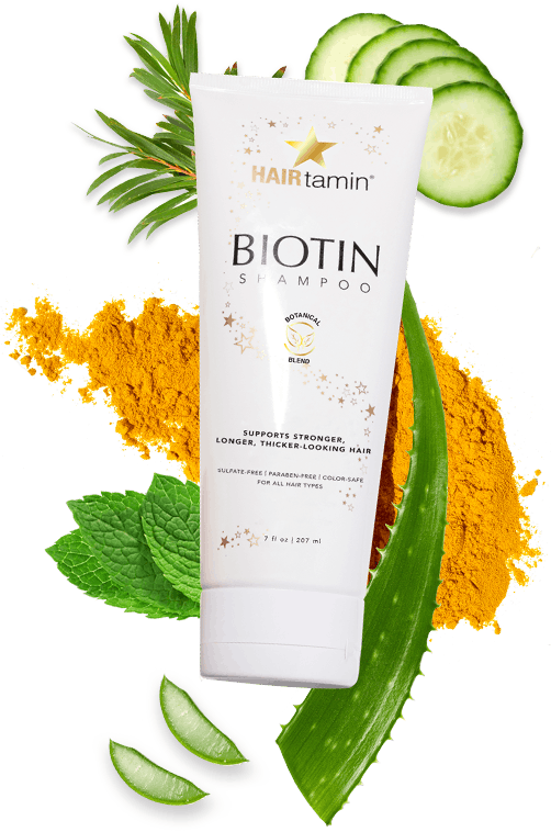 biotin shampoo with cucumbers, turmeric and aloe vera