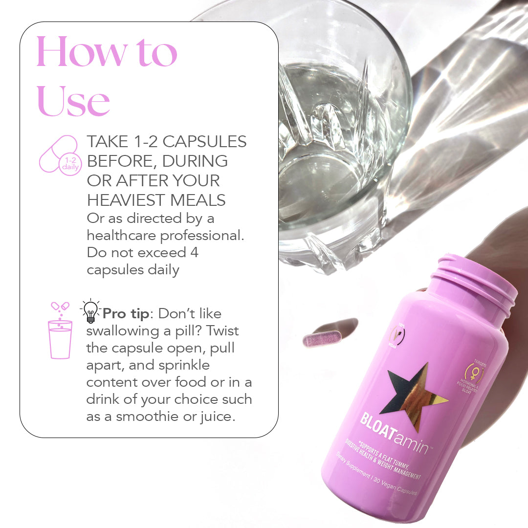 Take 1-2 capsules before, during or after your heaviest meals or as directed by a healthcare professional. Do not exceed 4 capsules daily.