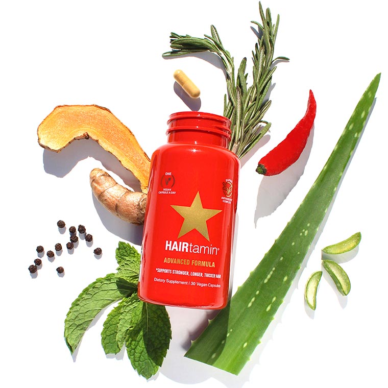 Advanced formula surrounded by fresh ingredients