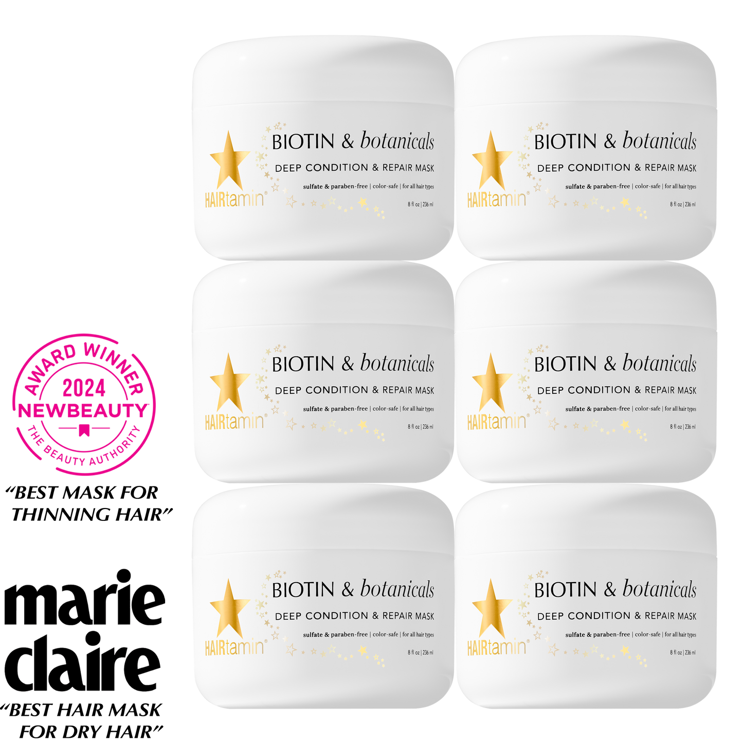 Biotin & Botanicals Deep Condition & Repair Hair Mask - 6 Pack