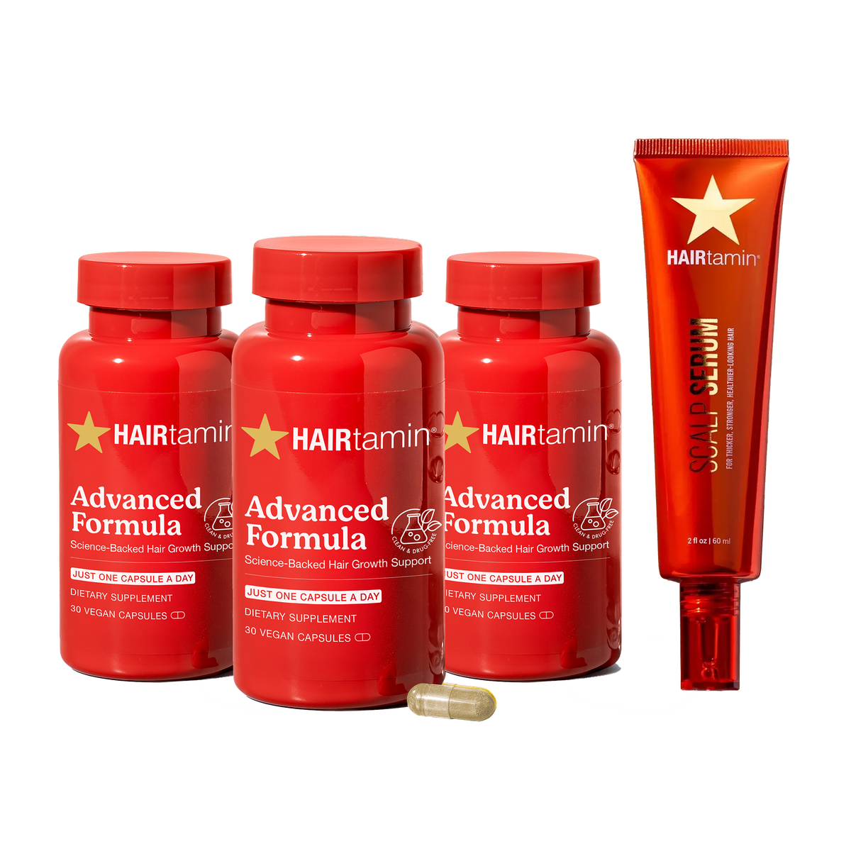 HAIRtamin Inside-Out Growth Duo: Advanced Formula 3-month supply and Gorgeous Growth Scalp Serum