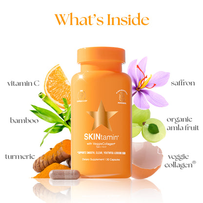 What's Inside: vitamin c, bamboo, turmeric, saffron, organic amla fruit, veggiecollagen®