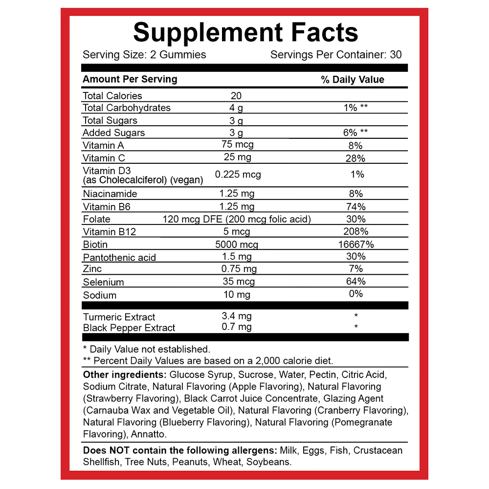 Gummy Stars supplement facts