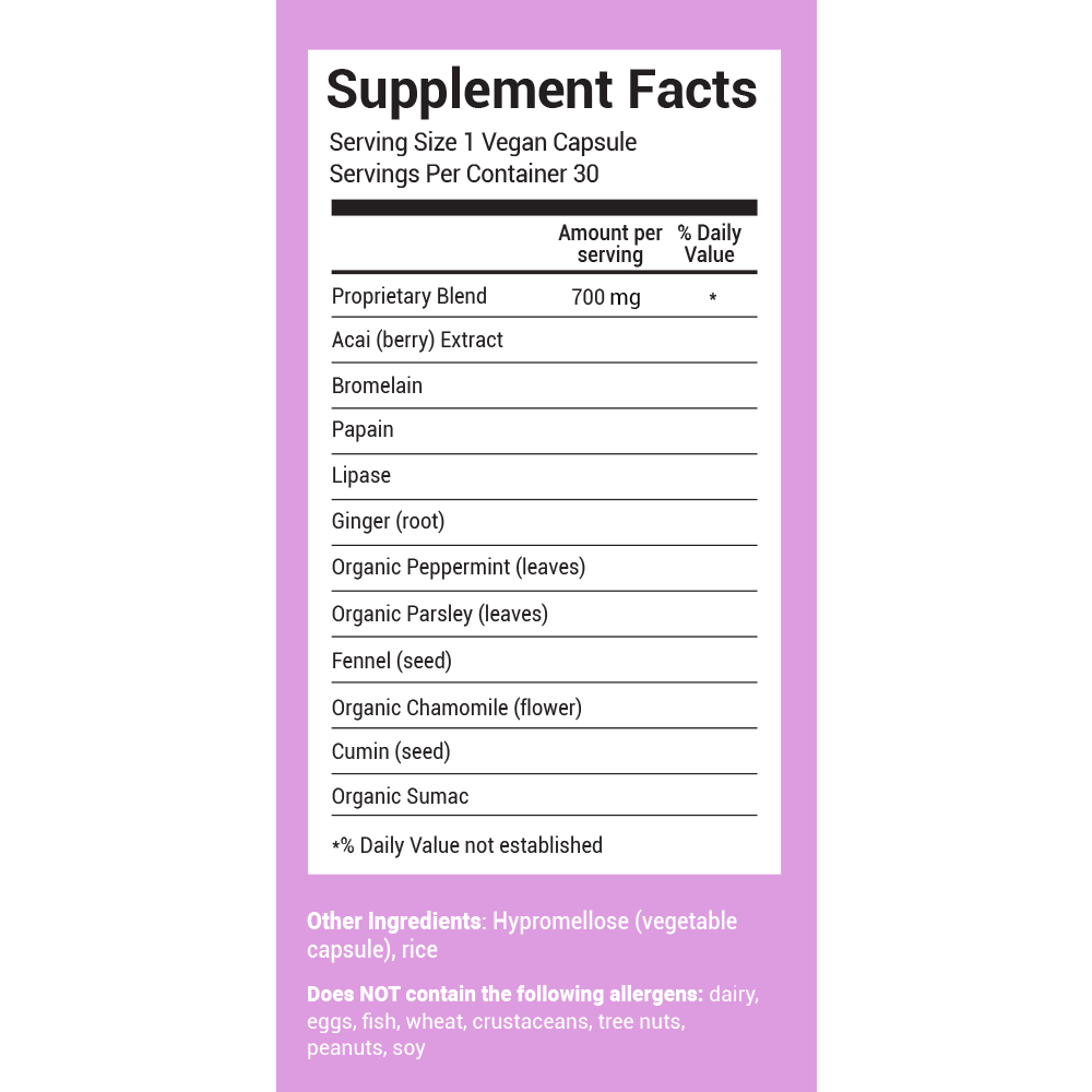 BLOATamin supplement facts
