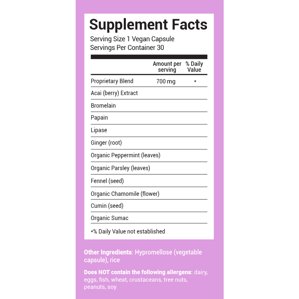 BLOATamin Supplement Facts