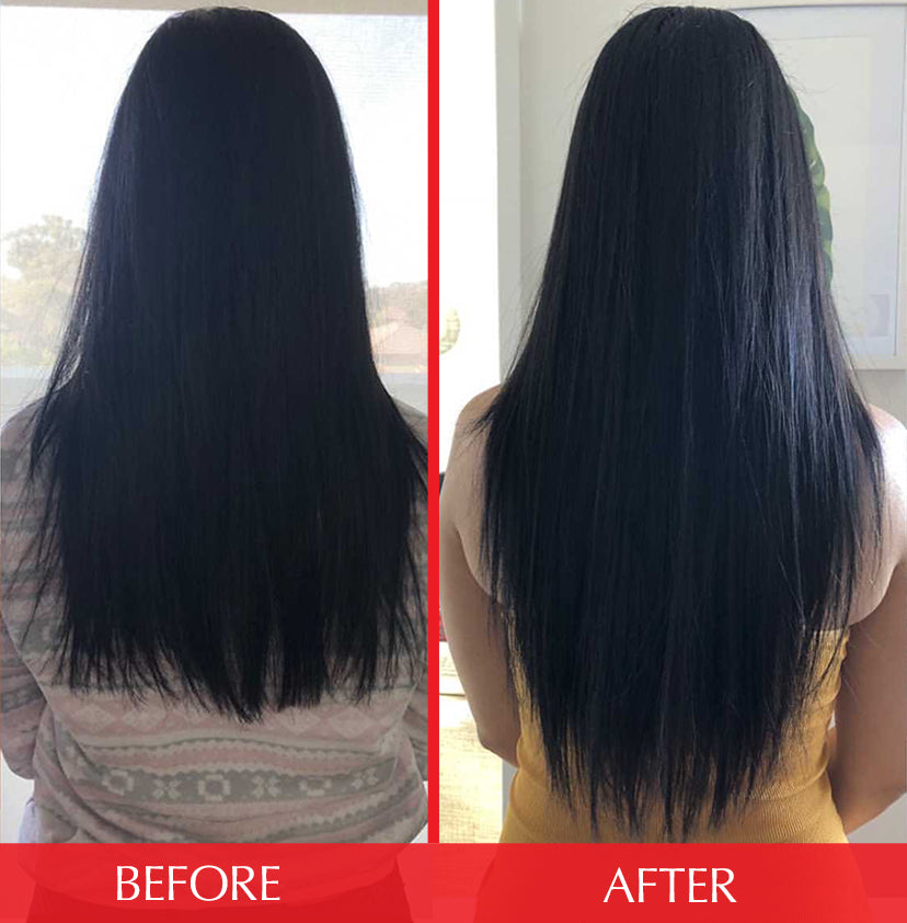Before & after of a hairtamin customer