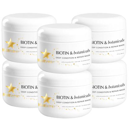 6 Pack - Biotin & botanicals deep condition and repair hair mask container