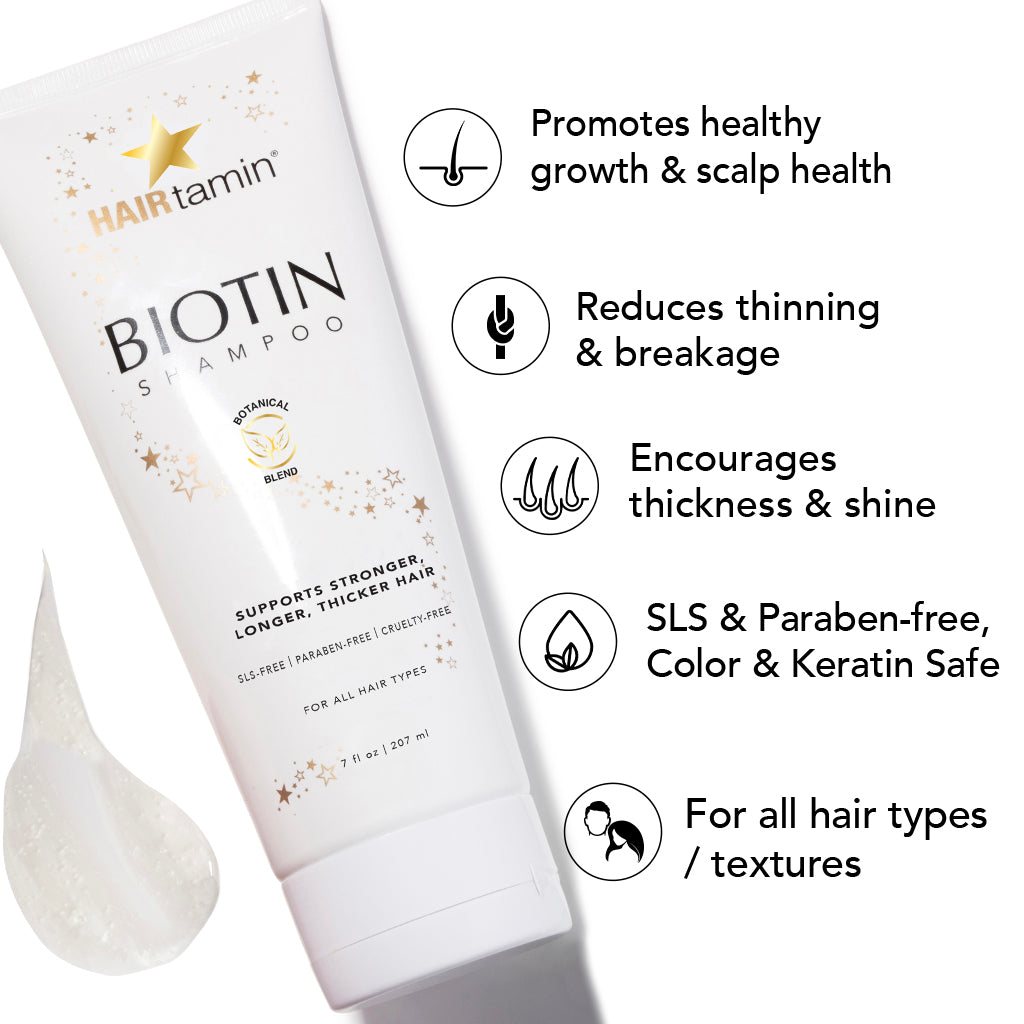 Promotes healthy growth & scalp health, reduces thinning & breakage, encourages thickness & shine, SLS & Paraben-free, color & Keratin Safe, For all hair types/textures
